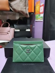 CHANEL AP0213 Card Holder 綠色 羊皮 銀扣 CC Logo 卡片套 Card Holder 20M243N
