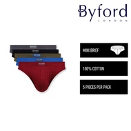 Byford Seluar Dalam Lelaki | (5 Pcs) Byford Mens 100% Cotton Mini Briefs Sport Socks Assorted Colour