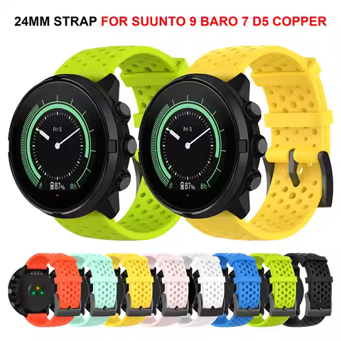 24mm Silicone Strap for SUUNTO D5 7 9 BARO SPARTAN SPORT WRIST HR Smart Watch Band Fossil Q Men's Ma