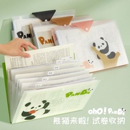 Three Years Second Class Panda File Bag Multi-Layer Transparent Folder Separate Junior High School S