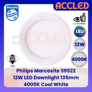Philips 59522 Marcasite 12W LED Downlight / 4000K Cool White / 135mm / 5" / Round / Slim Design