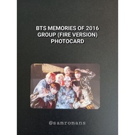 OFFICIAL BTS MEMORIES OF 2016 GROUP (FIRE VERSION) PHOTOCARD