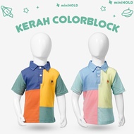 CODE H79D MINIHOLD Children's Color Block Collar T-shirt Cotton Combed 3s Age 1 12 years