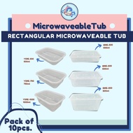Pack of 100 - Rectangular Microwaveable Tub (500ml/ 750ml/ 1000ml)