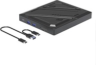 External CD/DVD Drive USB 3.0 & USB-C with SD/TF Slots, Portable DVD/CD Burner Player Compatible wit