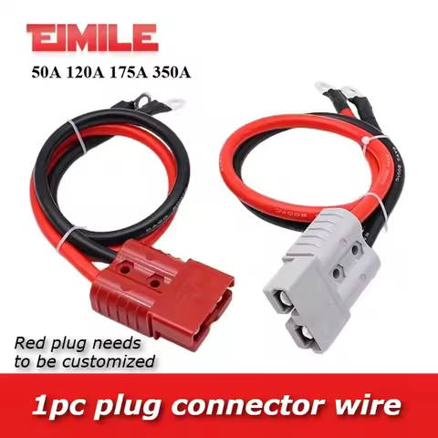 50A 120A 175A 350A 2 Pin Gray Battery Connector With Cable 600V 4-50mm For Golf Cart RV Marine Solar