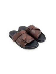 LUIGI BATANI Mens Classic Leather Slides LBA0143 - Elegant Casual Style Comfortable Slide Sandals