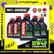 MOTUL 10W40 4T 1.2L 3100 GOLD [NEW] ENGINE OIL MINYAK HITAM MOTUL TECHOSYNTHETIC