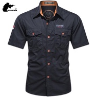 New men's casual short sleeved pure cotton men's solid ultrafine military goods shirt men's clothing shirt 5XL AF168