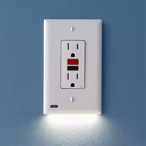 2-Pack GFCI Outlet LED Night Light Wall Plate with Auto Sensor, Easy Snap-On Installation