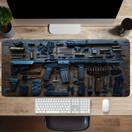 Mouse Pad Gaming Mousepad Extended Large M4 Rifle Blueprint Desk Mat Non-Slip Stitched Edge Waterpro