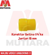 Konektor Kuning Pompa DC Nepel Drat Jantan 18 mm ke Betina Drat 1/4"