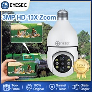 EYESEC CCTV Lampu WiFi 3MP 10X Zoom CCTV Dual Lens Bohlam IP Camera 360° PTZ Kamera HP Jarak Jauh Garansi 1 Tahun