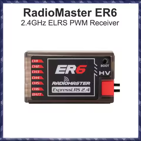 RadioMaster ER6 2.4GHz ELRS 6CH PWM Receiver for Fixed-wing Aircraft