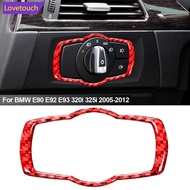 LOVETOUCH Carbon Fiber Car Headlight Switch Frame Cover Trim Interior Accessories Sticker for BMW E9