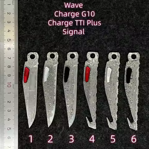 3 Types Thumb Grip and Damascus Blade Replace Main and Serrated Blade For Leatherman Wave Charge G10