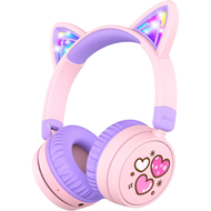 iClever Kids Bluetooth Headphones BTH21 Cat Ear Wireless Kids Headphones LED Lights Up 74/85dBA Volu