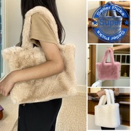 ASDMAEIT Large Capacity Plush Otter Rabbit Fur Tote Bag Student Bag P0b4