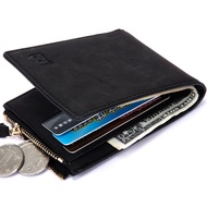 [Cc wallet] Vintage Zipper Men Wallets Leather Wallet Money Bag Credit Card Holder Dollar Bill Wallet Clutch Purse for Boy Use Short Wallets