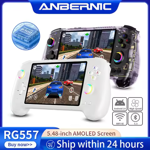 ANBERNIC RG557 Handheld Game Console 5.48" AMOLED Screen Dimensity 8300 Android 14 High-resolution J