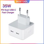 BESTOOL PD 35W Adaptor Kepala Charger Dual USB Type C Fast Charging untuk iPhone11 12 13 14