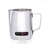 12/20oz Milk Frothing Pitcher with Temperature Display Stainless Steel Milk Frother Pitcher Jug Cup 
