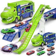 Kids Toys for 3 4 5 6 7 8 Years Old Boys, 3 in 1 Dinosaur Carrier Truck Transport Car Toys, Foldable