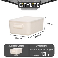 Citylife 13L Organisers Storage Boxes Kitchen Containers Wardrobe Shelf Desk Home With Closure Lid - L H-7704