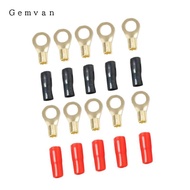 [Gemvan] 5 Pairs 8 AWG Ring Terminals Wire Connector Negative