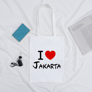 Lyra Bags - TOTE BAG I LOVE JAKARTA KANVAS PREMIUM UKURAN 40x30CM / TAS / RESLETING / SERUT / WANITA