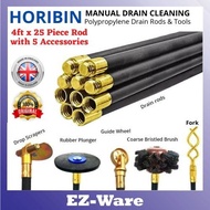 ''HOROBIN''  25 PIECE  x 4feet DRAIN CLEANING ROD WITH 5 ACCESSORIES
