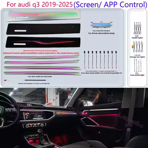Car Styling Accessories Ambient light Atmosphere lamp For Audi Q3 Q3L 2019-2025 LED Interior Lightin