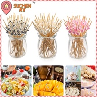 SUCHENMY Pearl Cocktail Picks Household Skewer Bamboo Fruit Picks