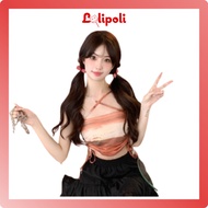 LOLIPOLI BR087 Cross Neck Strap Tanktop Fashion CropTop Women Korean Sexy Outwear Gradient Color