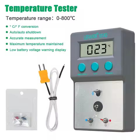 LF191AD Soldering Iron Tip Thermometer Temperature Tester 0-800 C with 5 x Lead Free Sensor Set K ty