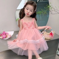 MOSES Thời trang mùa hè Soft Yarn Baby Dress Fairy Pongee Dress ẩm ướt trẻ em mùa hè ren Dress Girl