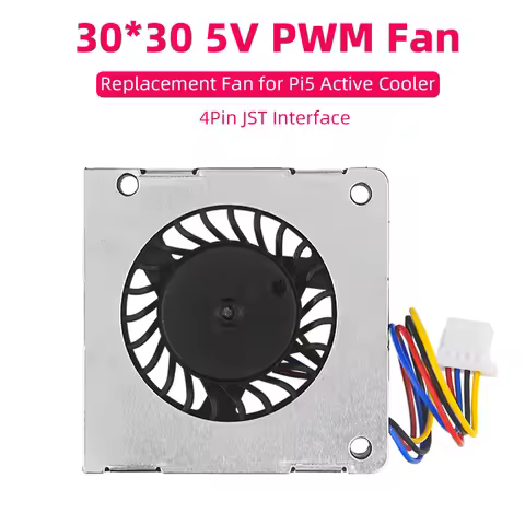 Raspberry Pi 5 PWM Fan 30*30 Speed Adjustable Replacement Fans for Pi5 Active Cooler 4Pin JST Interf