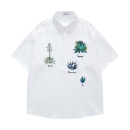 2026 Floral Husband Embroidered Retro Shirt Summer Short-Sleeved American Men Women Loose Couple Wag