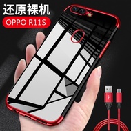 OPPO R11 R11s Plus Case Clear Slim TPU Protect Soft Cover with Micro USB Cable