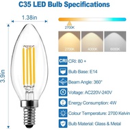 LED Edison Bulb Filament Bulb LED E14 E27 LED Candle Bulb Warmwhite LED Light Bulb Mentol Lampu