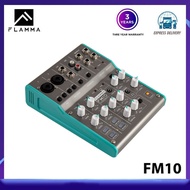 FLAMMA FM10 Digital Audio Mixer 6 Channel Mixing Console Sound Card USB Interface 48V Phantom Power for PC Recording Live Stream