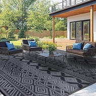 9'x12' Reversible Outdoor Rug - Eco-Friendly Plastic Straw Rug-Heavy-Duty Waterproof Mat, UV & Fade 