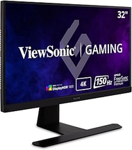 ViewSonic ELITE XG320U 32 Inch 4K UHD 1ms 150Hz Gaming Monitor with FreeSync Premium Pro, HDR 600, HDMI, DisplayPort, USB, and Advanced Ergonomics for Esports, Black