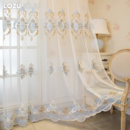 LOZUJOJU European Embroidered Sheer Curtain Translucent 260cm Height Tulle for Living Room Bedroom W