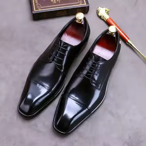 Business Formal Black Leather Shoes Men Fashion Casual Formal Shoes Classic Italian Formal Leather C