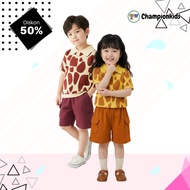 GIRAFFE SUIT - Unisex Children's Oneset Knitted Shirt Shorts Pocket ChampionKids RightKiri !!! baju 