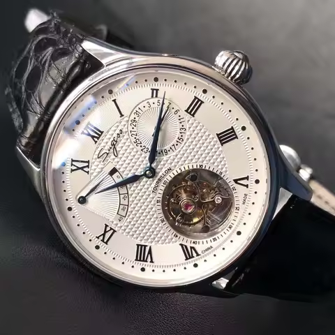 Sugess Real Tourbillon Watch Genuine Original ST8001 Movement Mens Calendar Skeleton Gold Diamond Wa