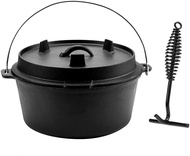 9 Quart Pre-Seasoned Cast Iron Dutch Oven with Lid and Lid Lifter Tool Outdoor Deep Camp Pot Cast Iron Pots