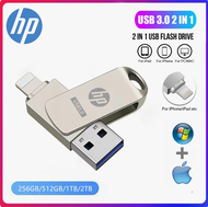 HP ไดรฟ์1TB 2TB OTG Pendrive 2 In 1 Otg ขนาด512GB แท่ง Usb Usb แฟลชไดรฟ์2 In 1 OTG สำหรับ IPhone IPa