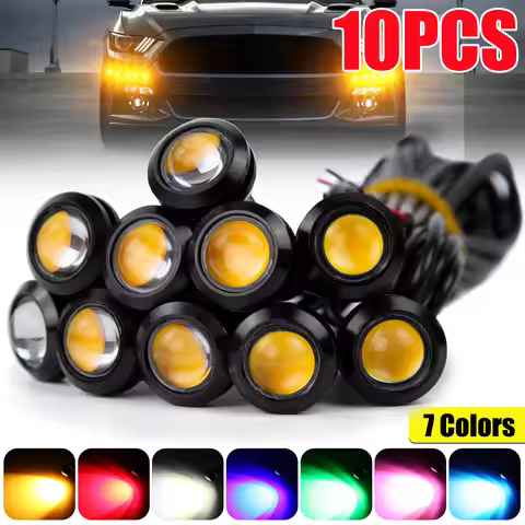 10PCS 0.7in/18mm Mini Car Eagle Eye DRL Led Daytime Running Lights LED 12V Backup Reversing Parking 